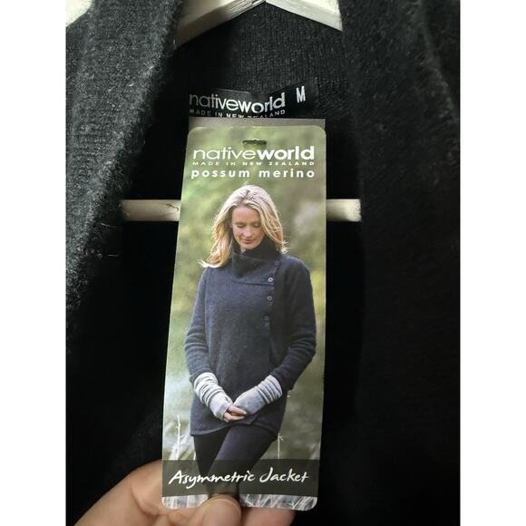 NativeWorld New Zealand Possum Fur Merino Asymmetric Jacket Women’s Medium Gray - Picture 4 of 5